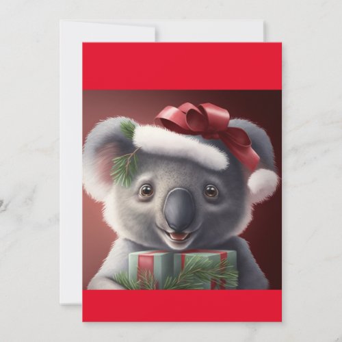 Christmas Santa Koala Bear T_Shirt Holiday Card