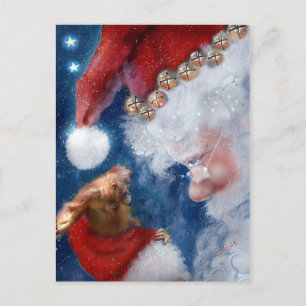 Christmas Santa Loves Animals Holiday Postcard