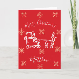 Christmas Santa Merry Sleigh Son Holiday Card