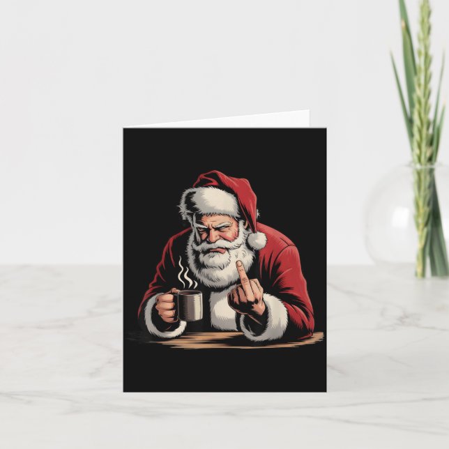 Christmas Santa Middle Finger Sarcastic Xmas Funny Card (Front)