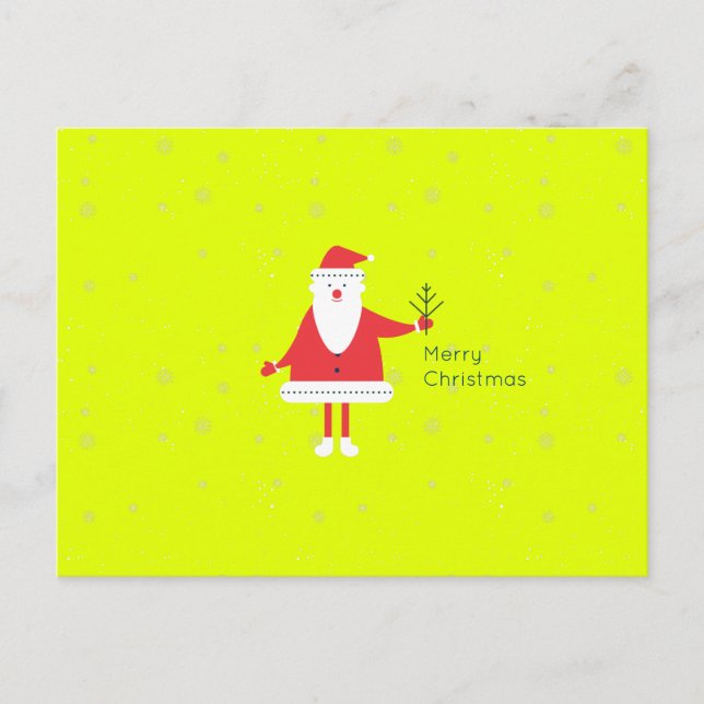 Christmas Santa Modern Flat Custom Color EDITABLE Holiday Postcard (Front)