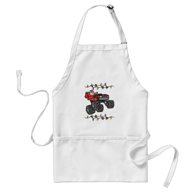 Christmas Santa Monster Truck Boys Kids Toddler Yo Adult Apron (Front)