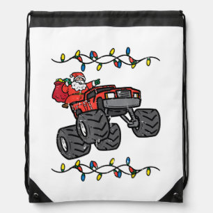 Christmas Santa Monster Truck Boys Kids Toddler Yo Drawstring Bag