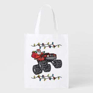 Christmas Santa Monster Truck Boys Kids Toddler Yo Grocery Bag