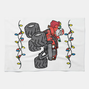 Christmas Santa Monster Truck Boys Kids Toddler Yo Kitchen Towel