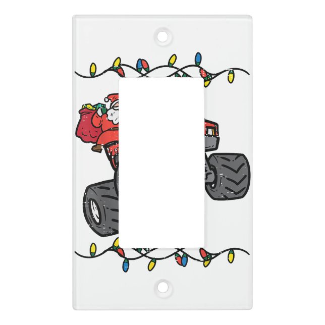 Christmas Santa Monster Truck Boys Kids Toddler Yo Light Switch Cover (Front)