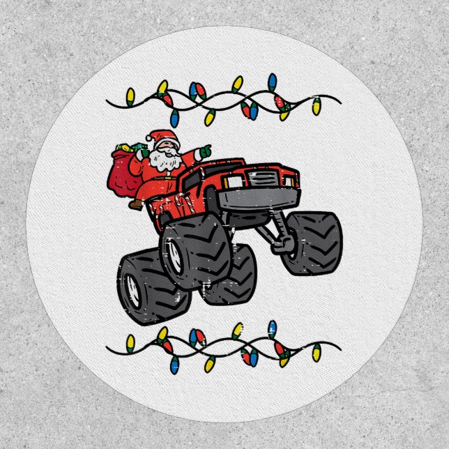 Christmas Santa Monster Truck Boys Kids Toddler Yo Patch (Front)