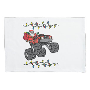 Christmas Santa Monster Truck Boys Kids Toddler Yo Pillow Case
