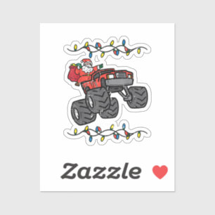 Christmas Santa Monster Truck Boys Kids Toddler Yo Sticker