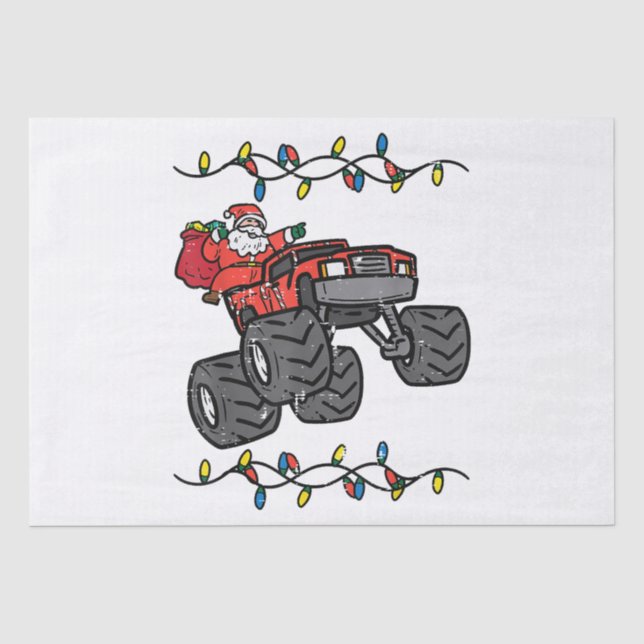 Christmas Santa Monster Truck Boys Kids Toddler Yo Tissue Paper (Front)