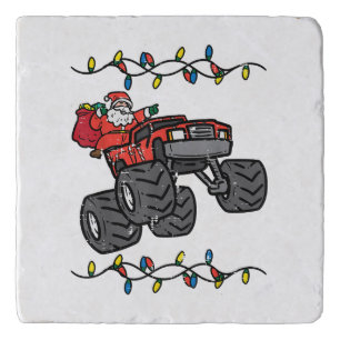 Christmas Santa Monster Truck Boys Kids Toddler Yo Trivet