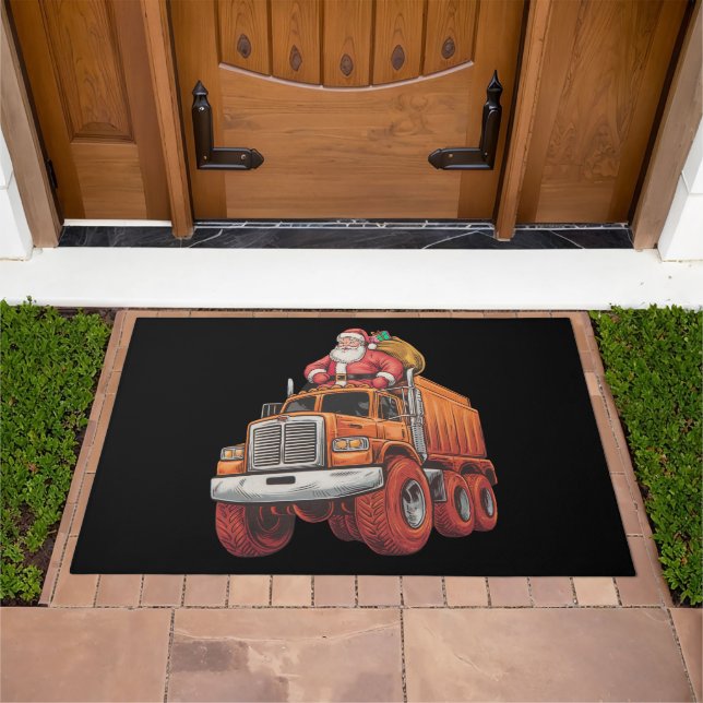 Christmas Santa Monster Truck Xmas Boys Kids  Doormat (Outdoor)