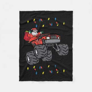 Christmas Santa Monster Truck Xmas Boys Kids Toddl Fleece Blanket