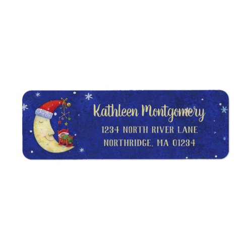 Christmas Santa Moon Holiday Return Address Label