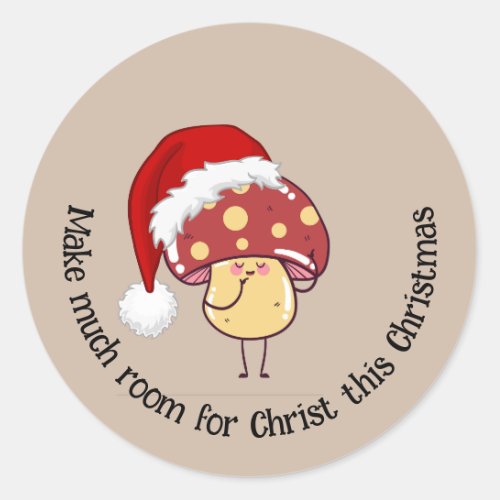 Christmas Santa Mushroom Classic Round Sticker