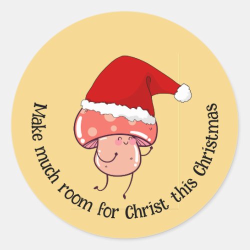 Christmas Santa Mushroom YELLOW Classic Round Sticker