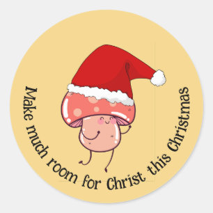 Christmas Santa Mushroom YELLOW Classic Round Sticker