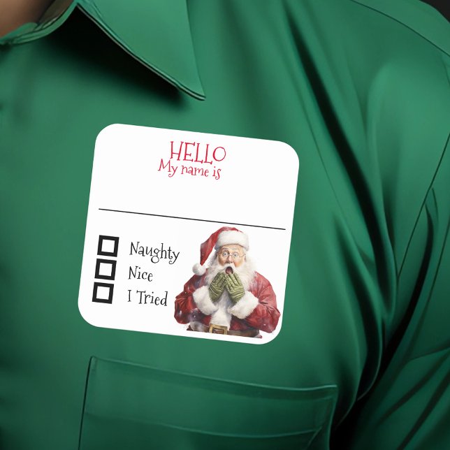 Christmas Santa Name Tag Badge Naughty Nice (Creator Uploaded)