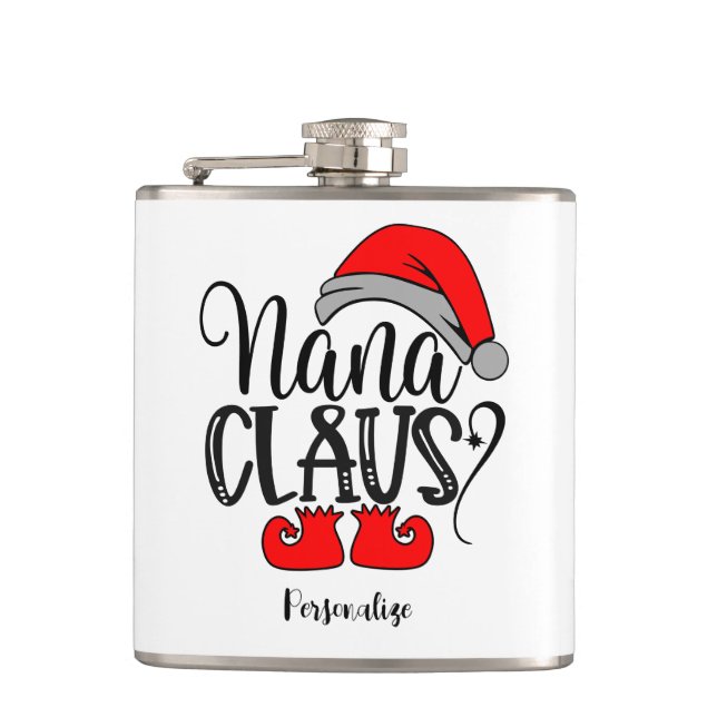 Christmas Santa Nana Claus Funny Holiday Humor Flask (Front)