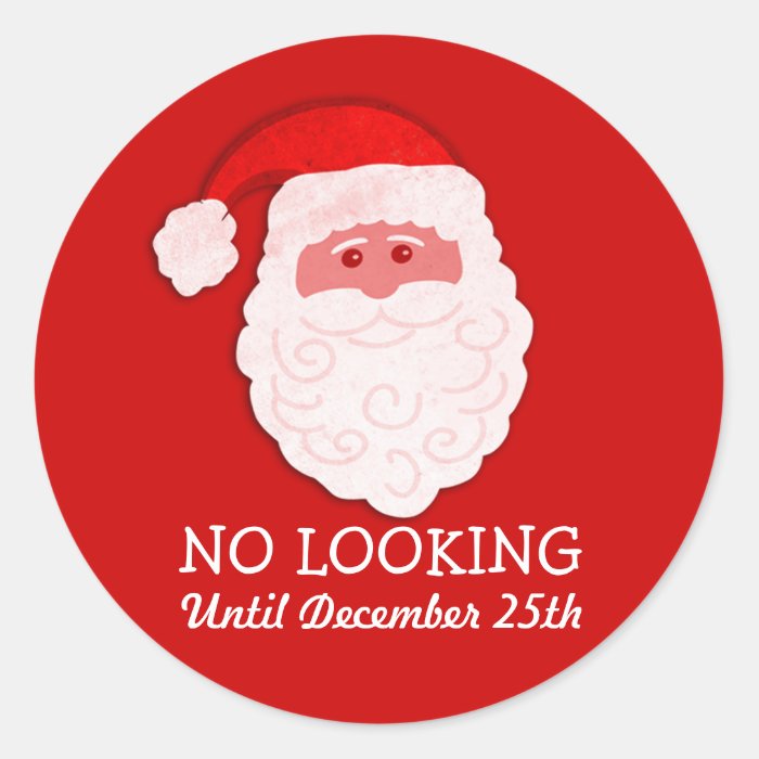 Christmas Santa no looking red sticker