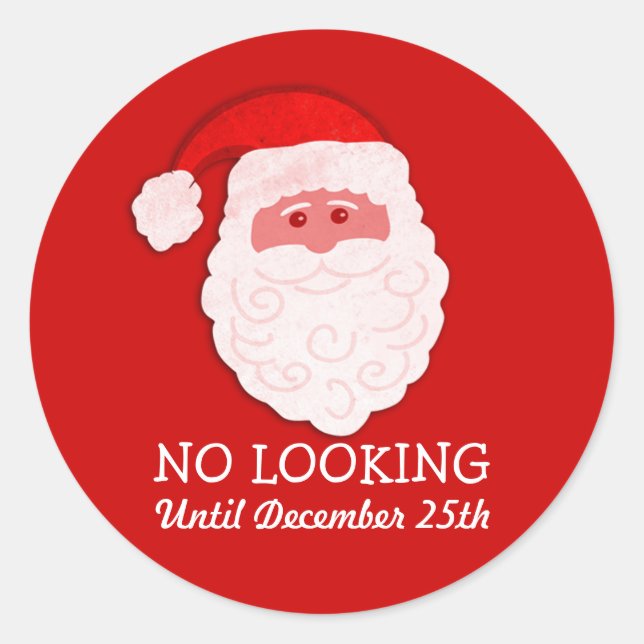 Christmas Santa no looking red sticker (Front)