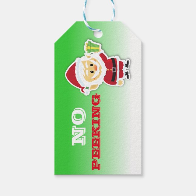 Christmas Santa No Peeking Gift Tag (Front)