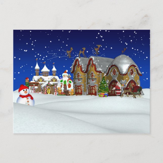 Christmas Santa North Pole Scenery Post Card (Front)