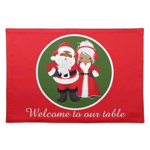 Christmas Santa North Pole table African American Cloth Placemat