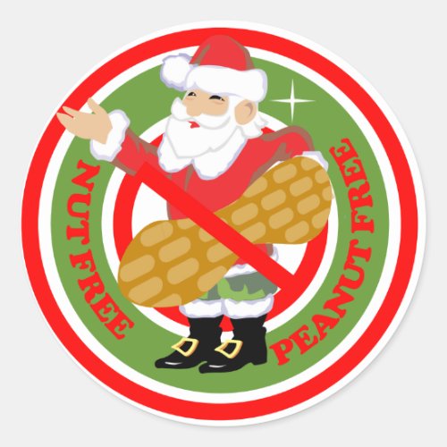 Christmas Santa Nut_Free Peanut_Free Stickers