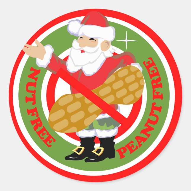 Christmas Santa Nut-Free Peanut-Free Stickers (Front)