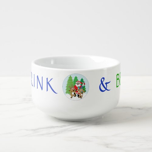 Christmas Santa of Color and Reindeer Soup Mug