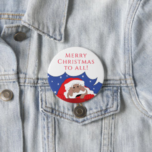 Christmas Santa of Color Says Button
