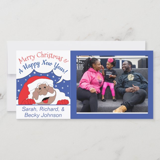 Christmas Santa of Color Says Holiday Card (Front)