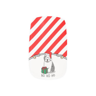 Christmas Santa Old English Sheepdog (Gray 1) Cute Minx Nail Art
