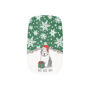 Christmas Santa Old English Sheepdog (Gray 1) Cute Minx Nail Art