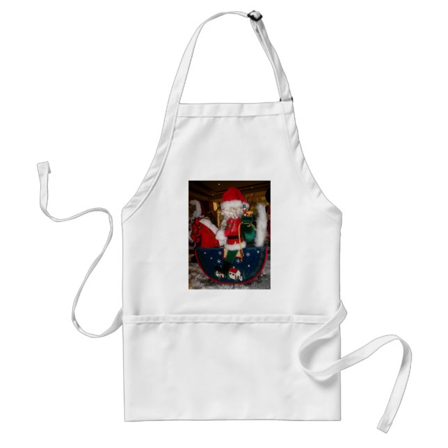 Christmas Santa on a Horse with Snow Art Print Adult Apron (Front)