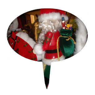 Christmas Santa on a Horse with Snow Art Print Cake Topper