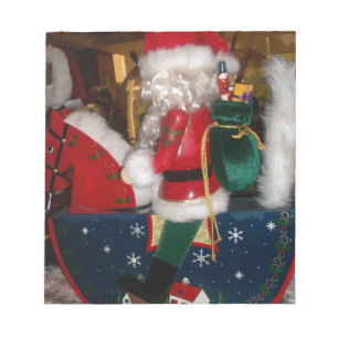 Christmas Santa on a Horse with Snow Art Print Notepad