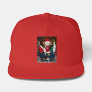 Christmas Santa on a Horse with Snow Art Print Snap Back Hat