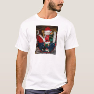 Christmas Santa on a Horse with Snow Art Print T-Shirt