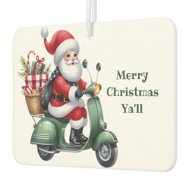Christmas Santa On A Scooter Air Freshener (Left)