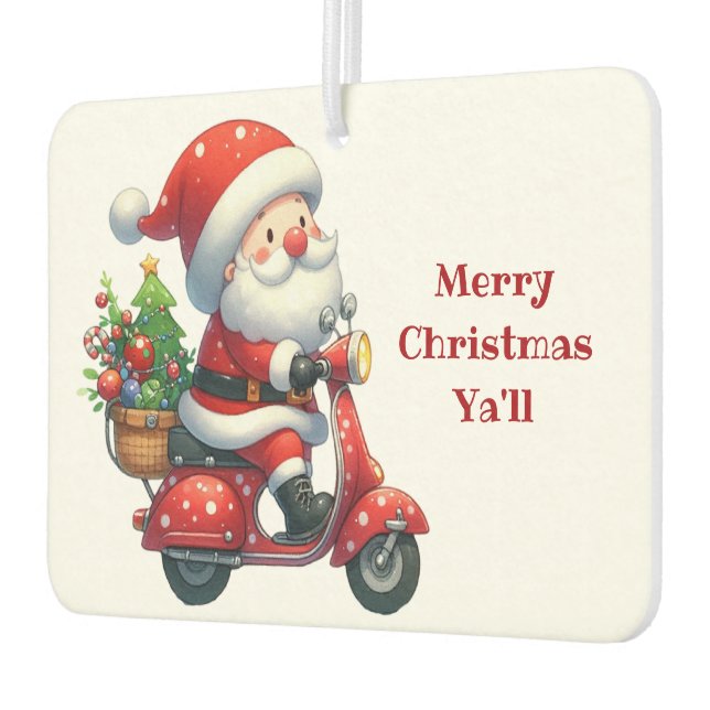 Christmas Santa On A Scooter Air Freshener (Left)