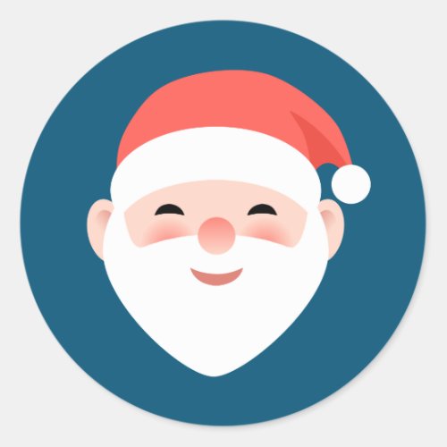 Christmas Santa on Blue Classic Round Sticker