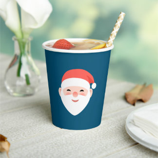 Christmas Santa on Blue Paper Cups