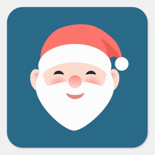 Christmas Santa on Blue Square Sticker