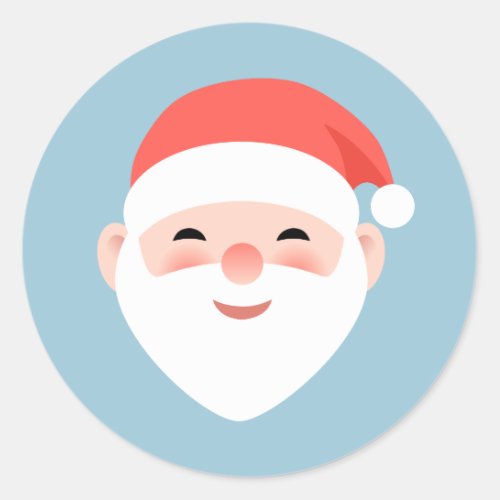 Christmas Santa on Light Blue Classic Round Sticker