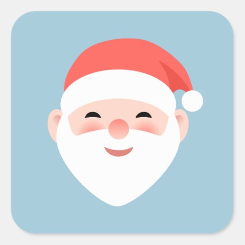 Christmas Santa on Light Blue Square Sticker