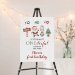 Christmas Santa Onederful First Birthday Foam Board<br><div class="desc">It's the most ONEderful time of the year! Christmas Santa first birthday party sign with watercolor santa,  christmas and red polka dot back.</div>