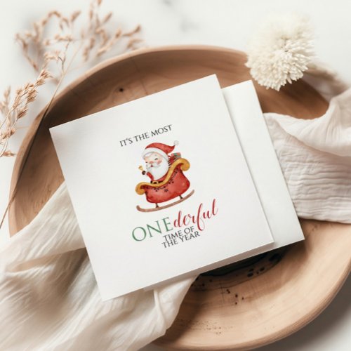 Christmas Santa Onederful First Birthday Napkins