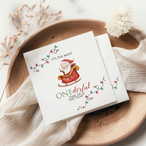 Christmas Santa Onederful First Birthday Napkins